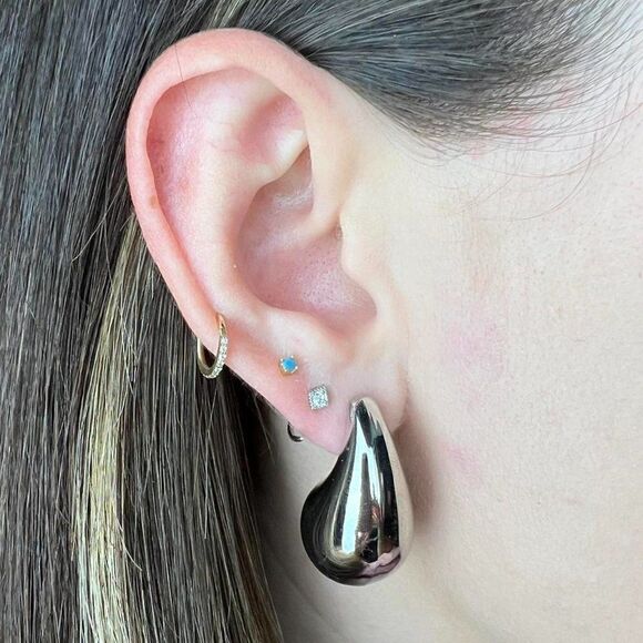 New! “Mona” Silver Loop-In Earrings - Picture 2 of 3